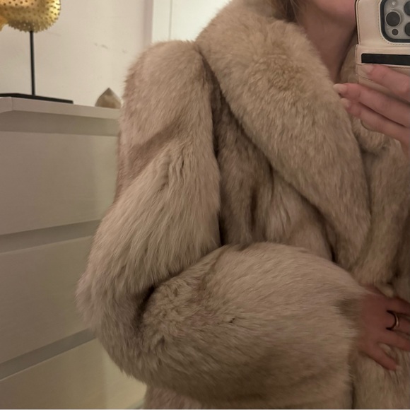 Cream White Fox Fur Coat size M - Picture 3 of 8